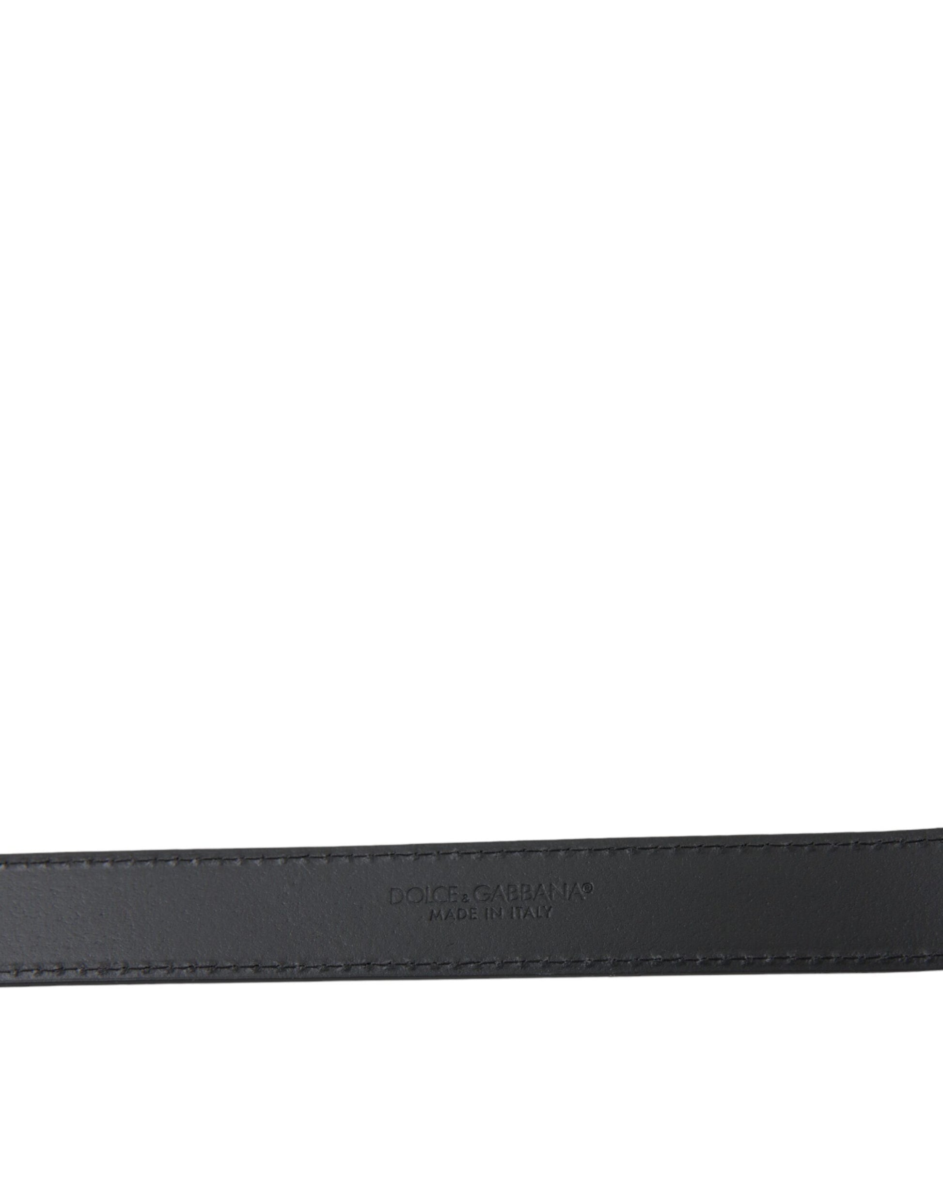 Dolce & Gabbana Black Leather Silver Metal Buckle Men Belt