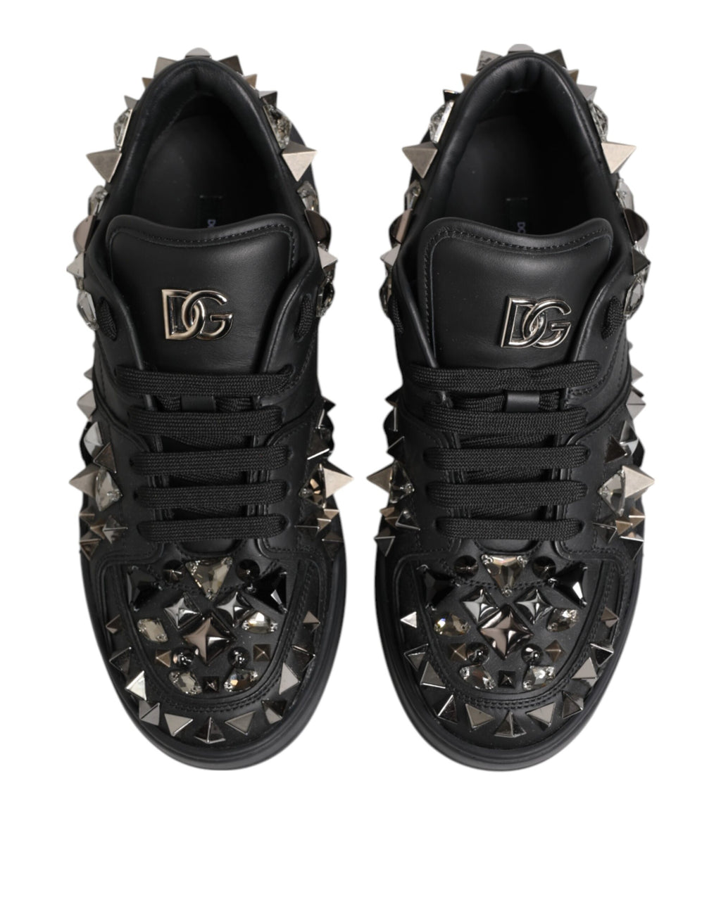 Dolce & Gabbana Black Portofino Studded Men Sneakers Shoes