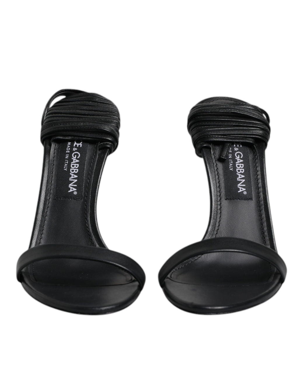 Dolce & Gabbana Black Leather Stiletto Heels Sandals Shoes