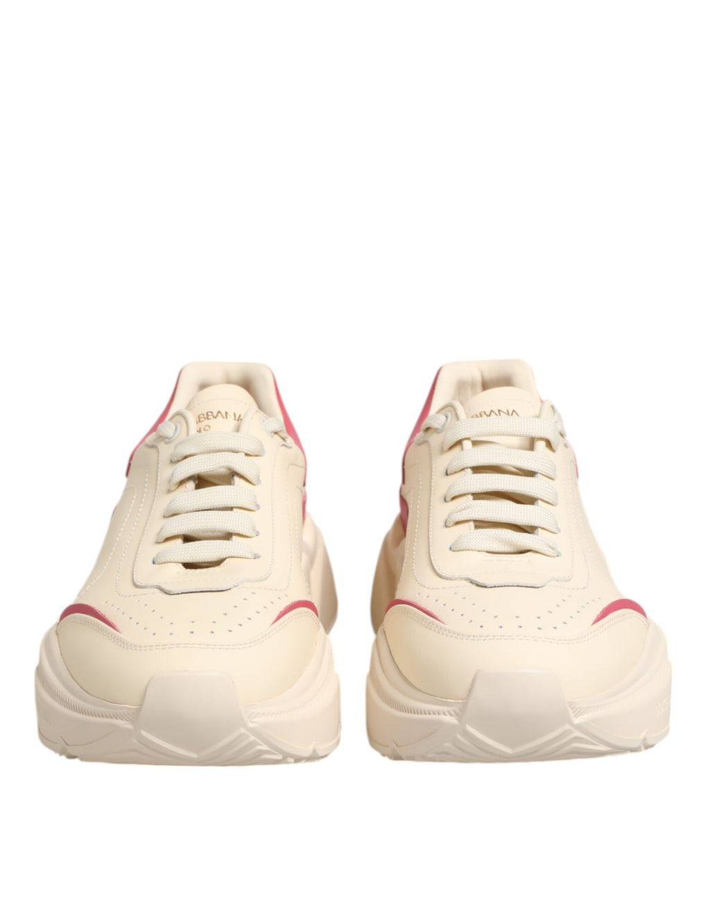 Dolce & Gabbana White Pink Leather Daymaster Sneakers Shoes
