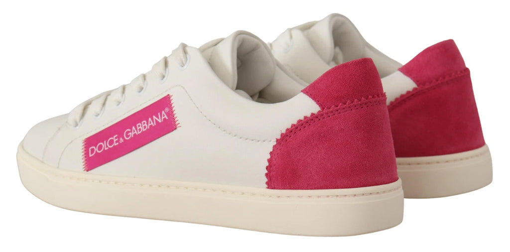 Dolce & Gabbana White Suede Leather Low Top Sneakers Shoes