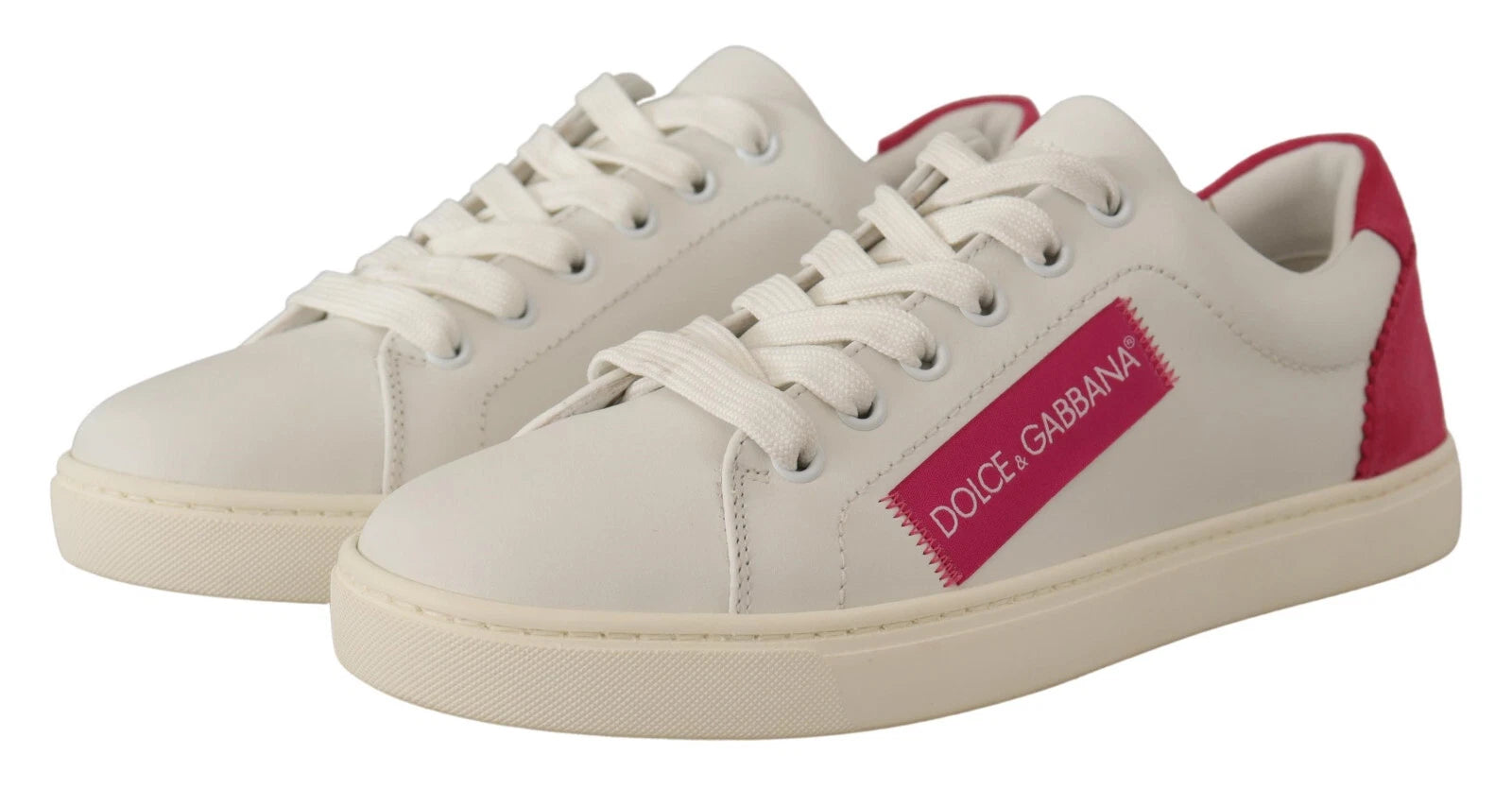 Dolce & Gabbana White Suede Leather Low Top Sneakers Shoes