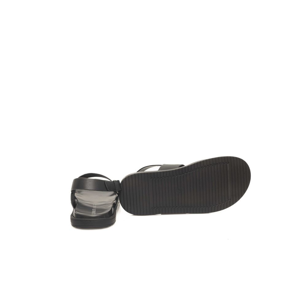 Cerruti 1881 Black Leather Men Sandal