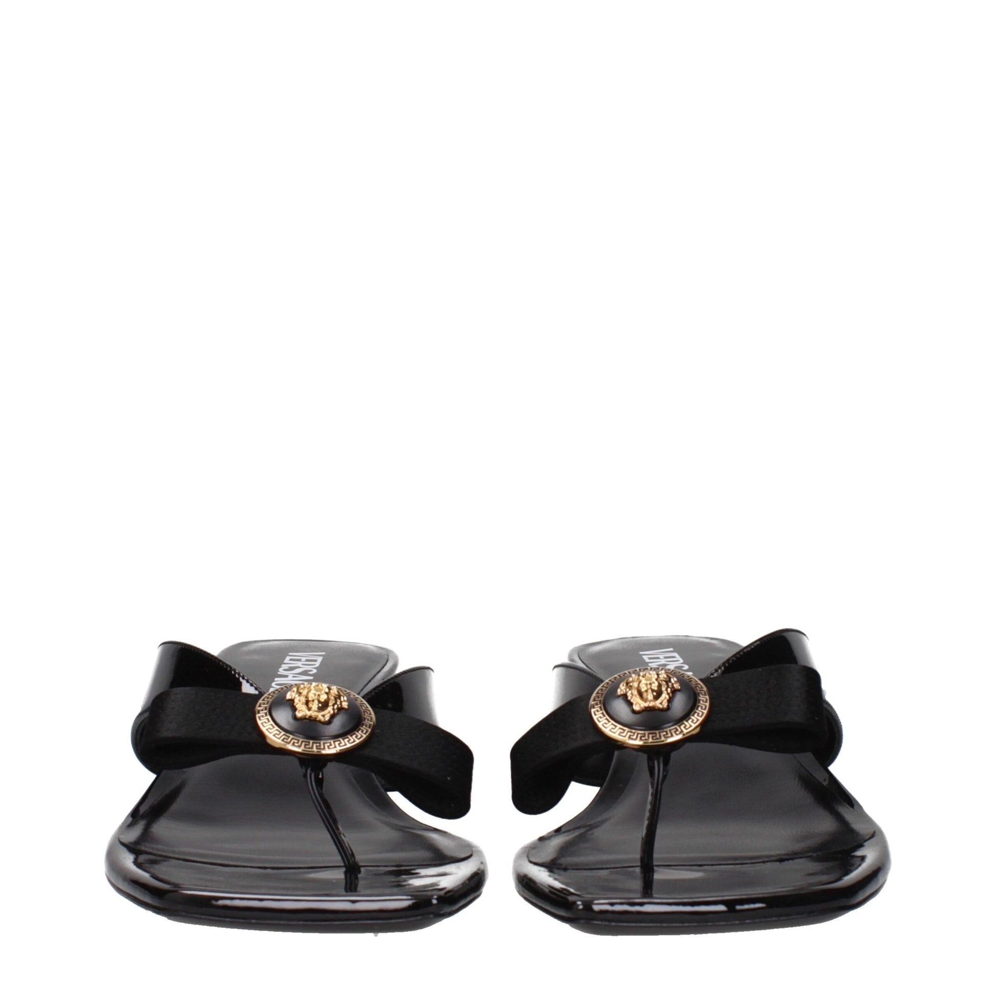 Versace Black Leather Stiletto Heel Sandals