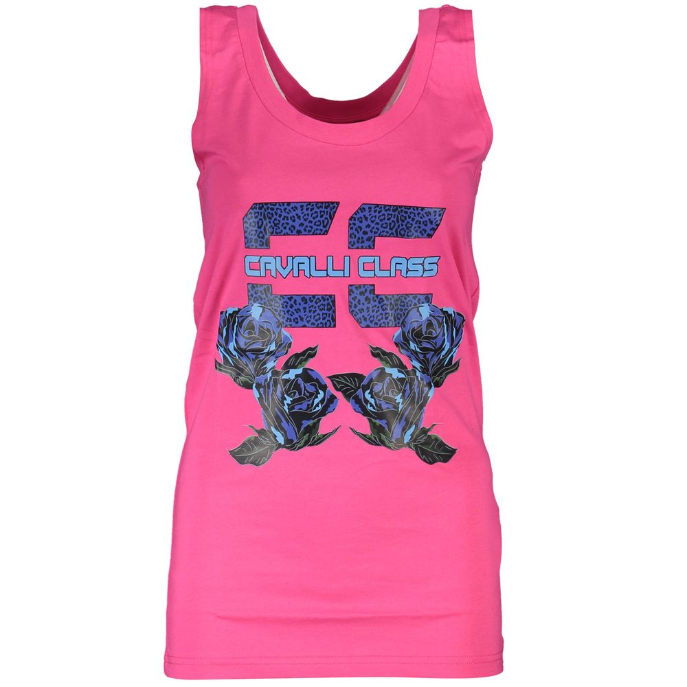 Cavalli Class Pink Cotton Tank Top