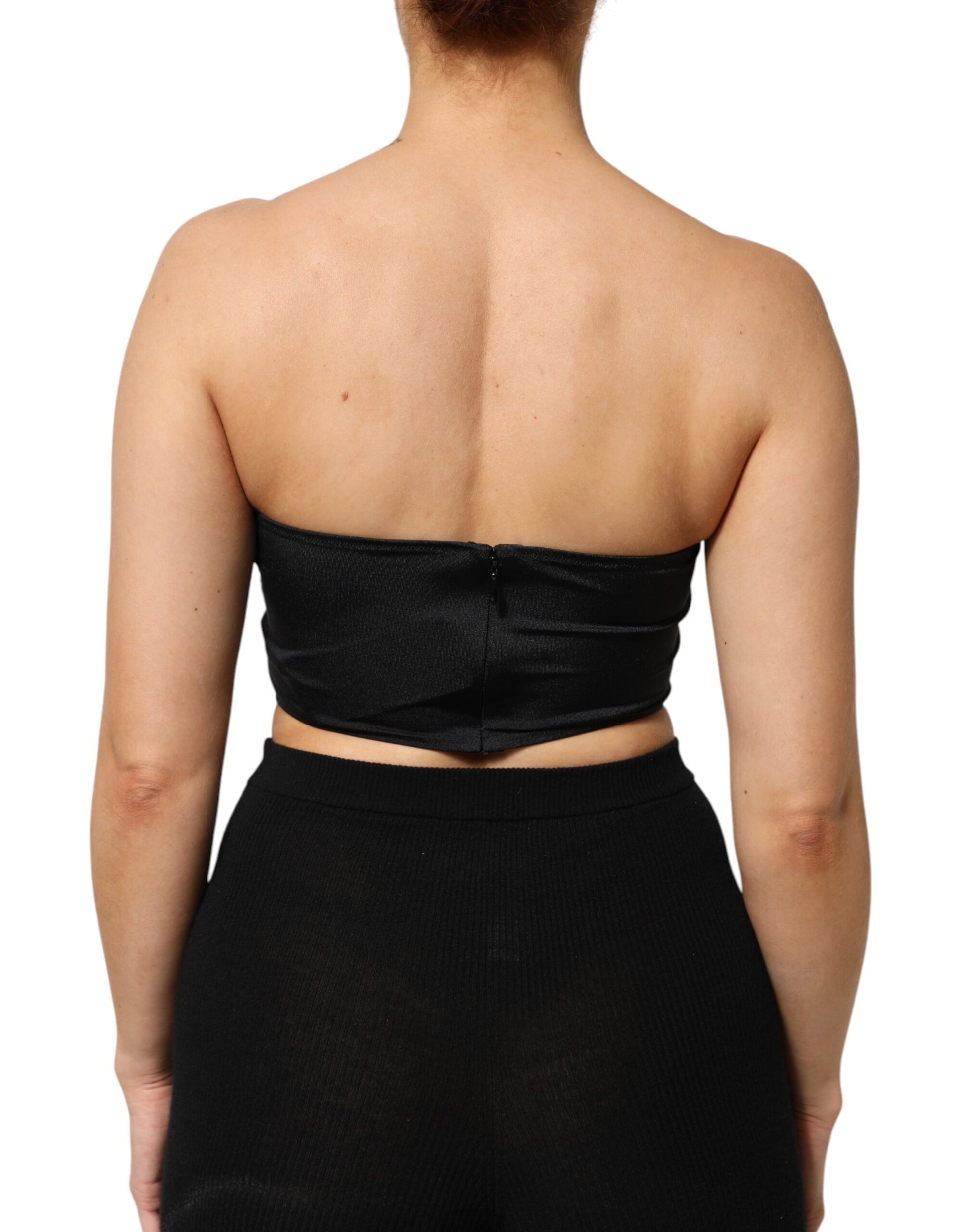 Dolce & Gabbana Black Nylon Blend Bandeau Strapless Tube Top
