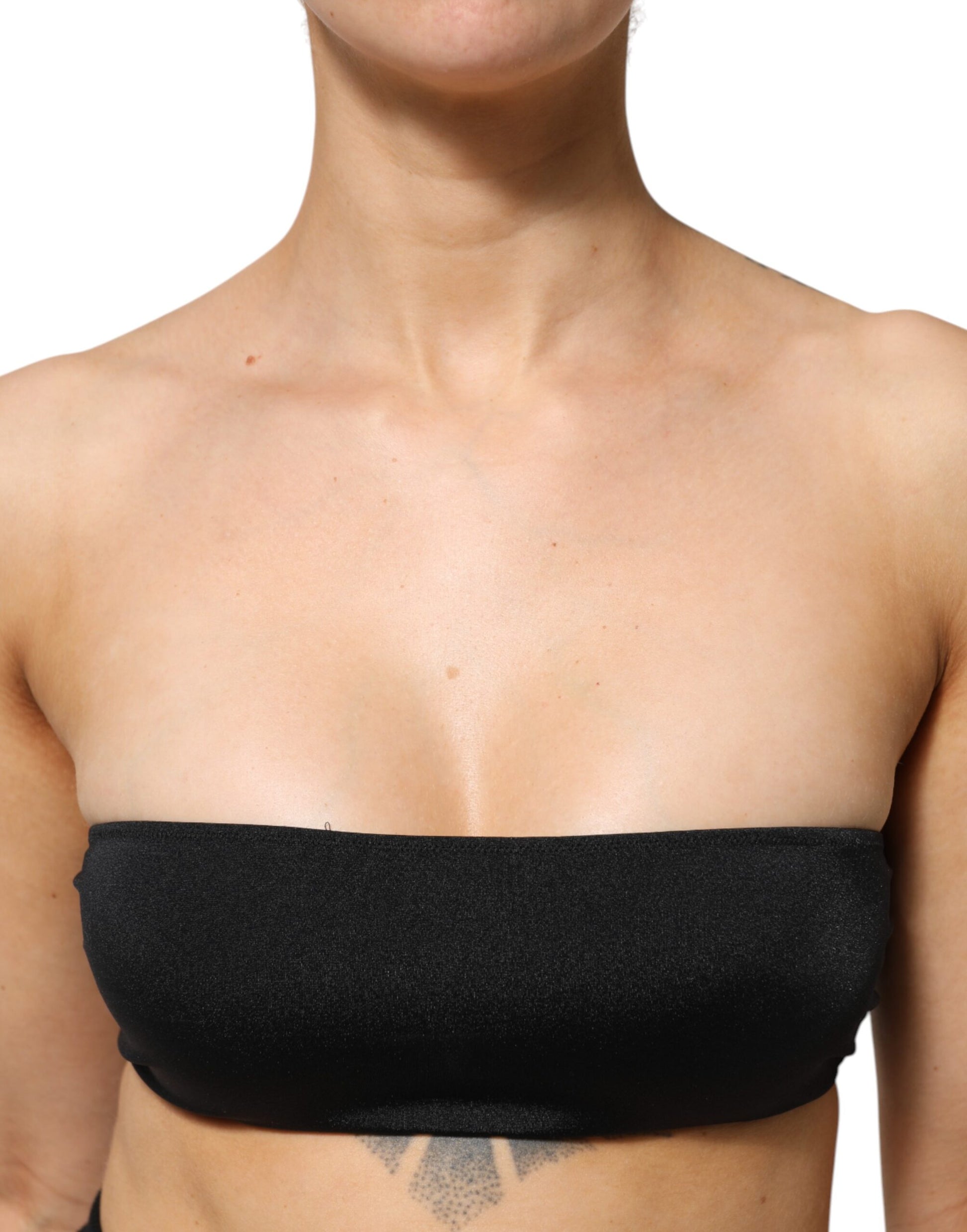 Dolce & Gabbana Black Nylon Blend Bandeau Strapless Tube  Top