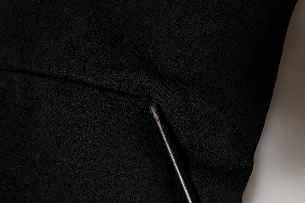 Dolce & Gabbana Black Viscose Turtle Neck Crop Pullover Top