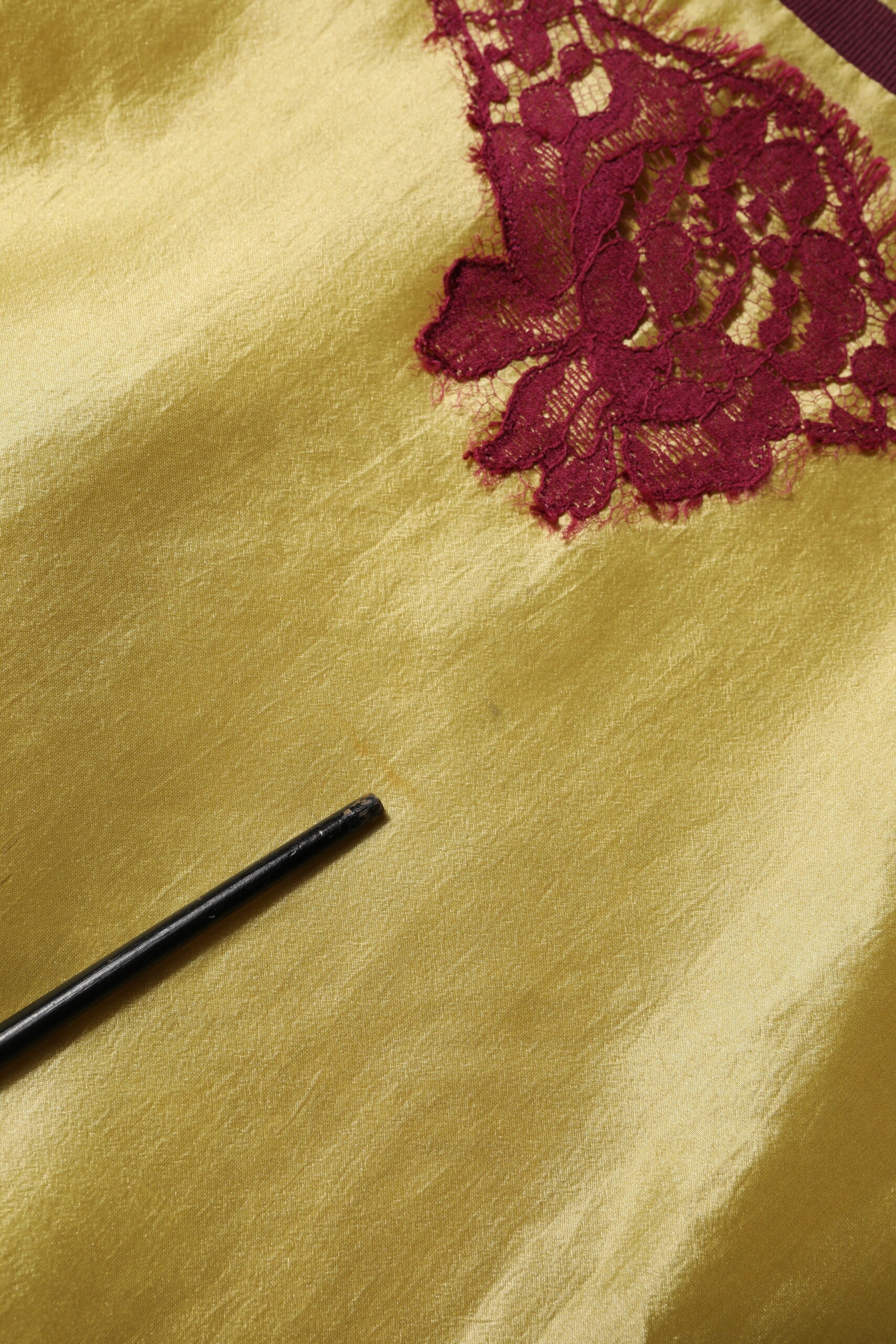 Dolce & Gabbana Yellow Silk Satin Floral Lace Short Sleeves Top