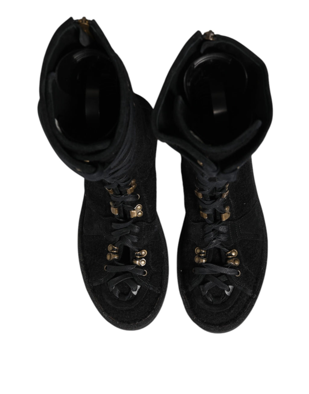 Dolce & Gabbana Black Alpaca Wool Suede Mid Calf Boots Shoes