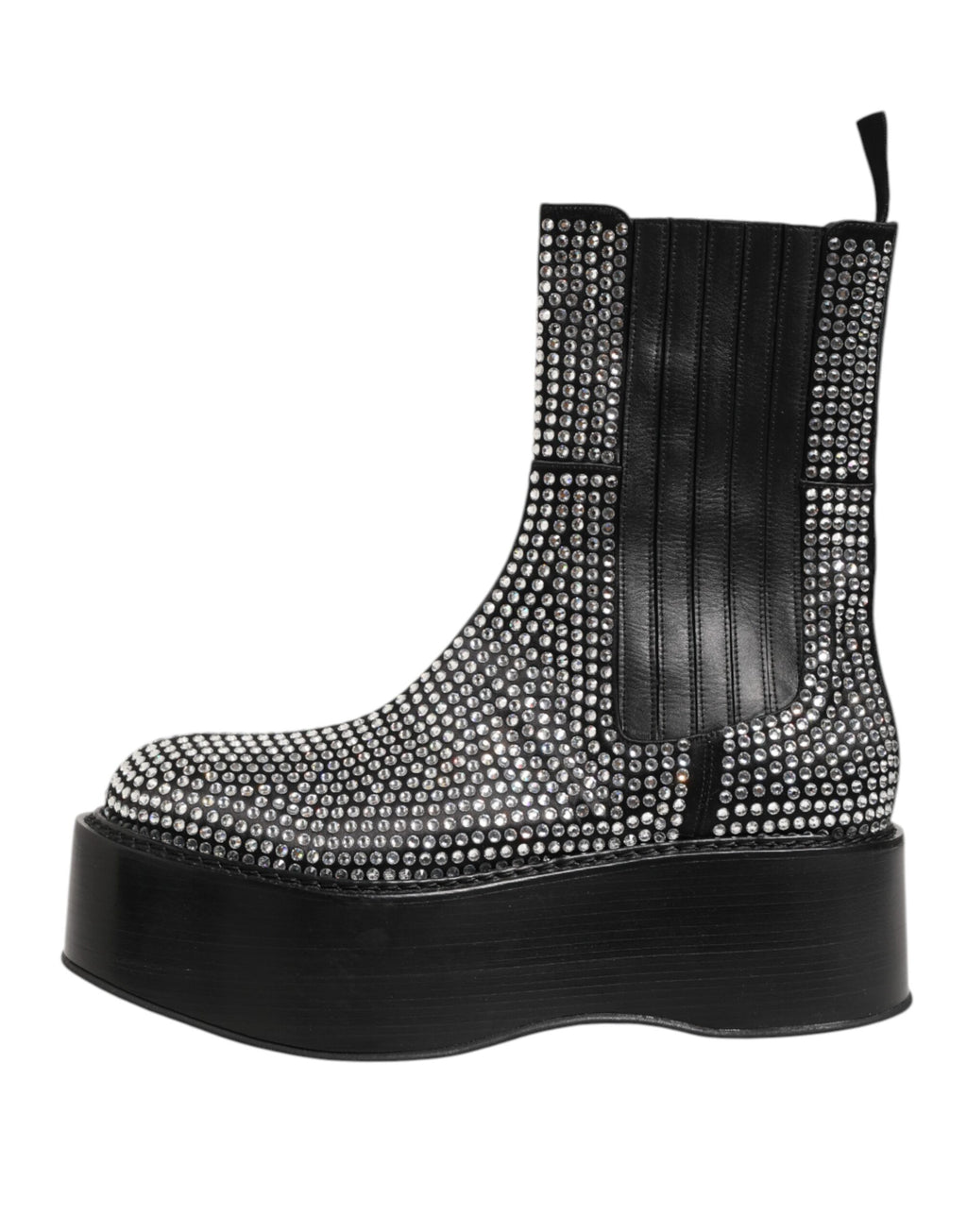 Dolce & Gabbana Black Crystal Strass Mid Calf Short Boots  Shoes