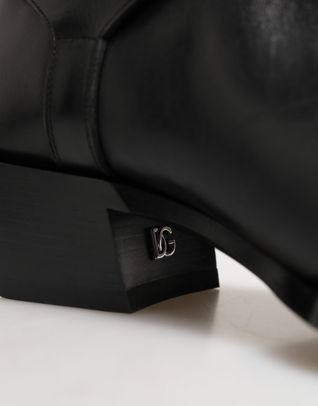 Dolce & Gabbana Black Logo Plaque Over The Calf Boot Shoes