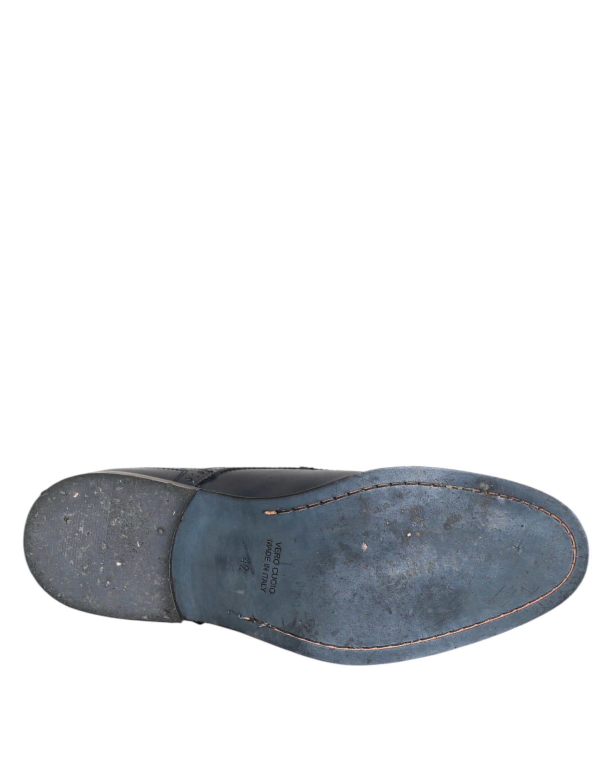 Daniele Alessandrini Blue Leather Wingtip Lace-up Formal Derby Shoes