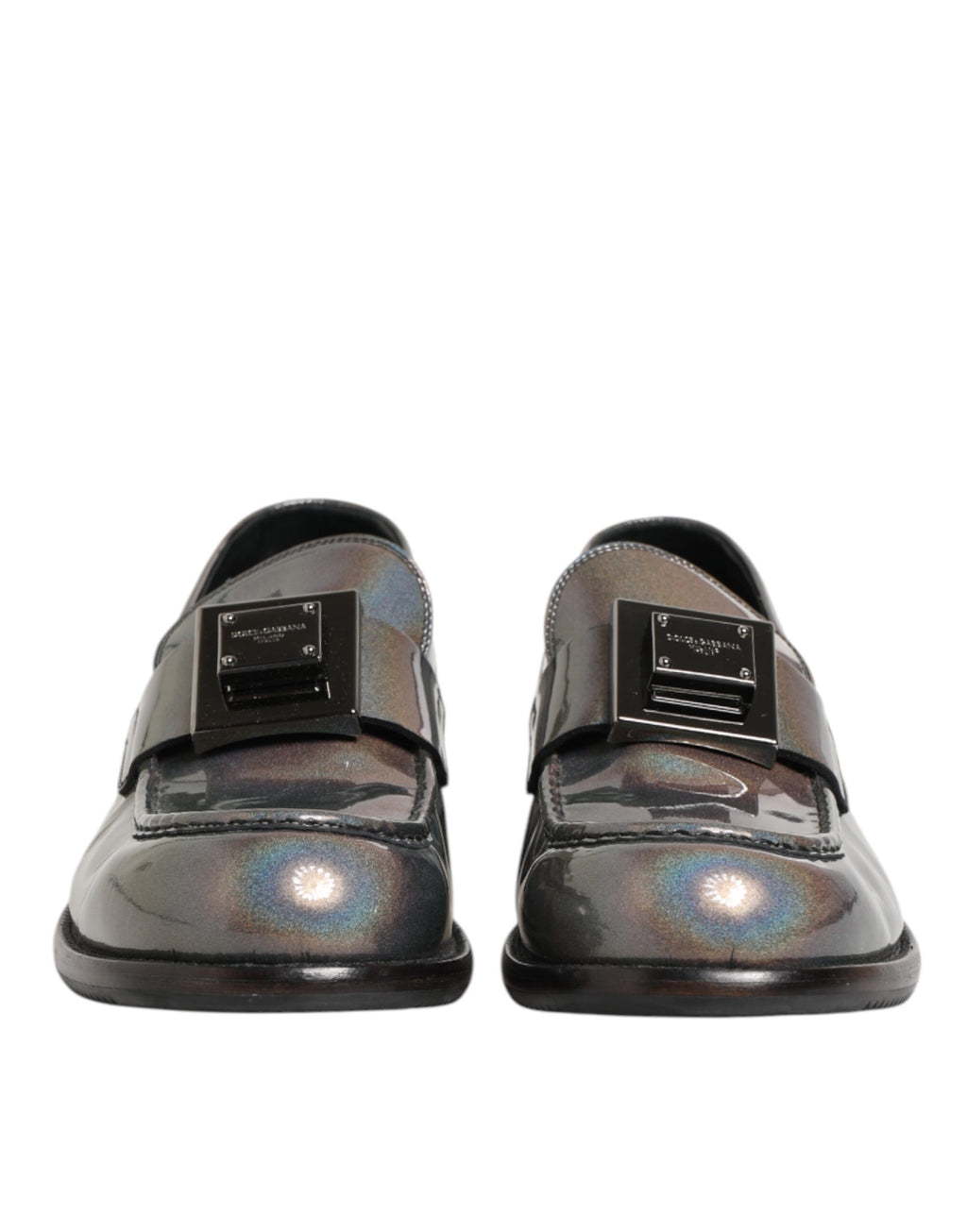 Dolce & Gabbana Metallic Silver Logo Slip On Men Dress Shoes