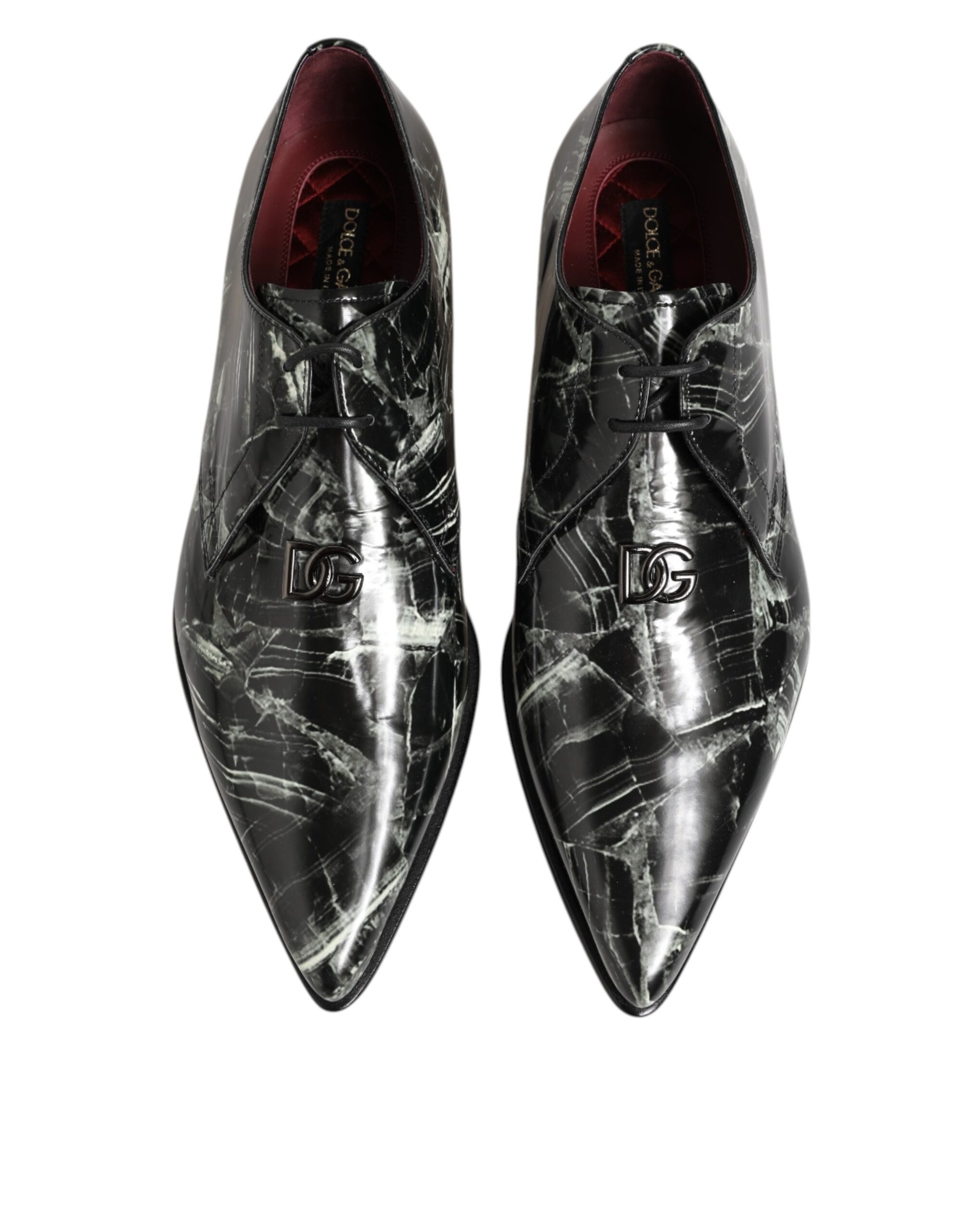 Dolce & Gabbana Marbled Pattern Dress Lace Up Derby Shoes