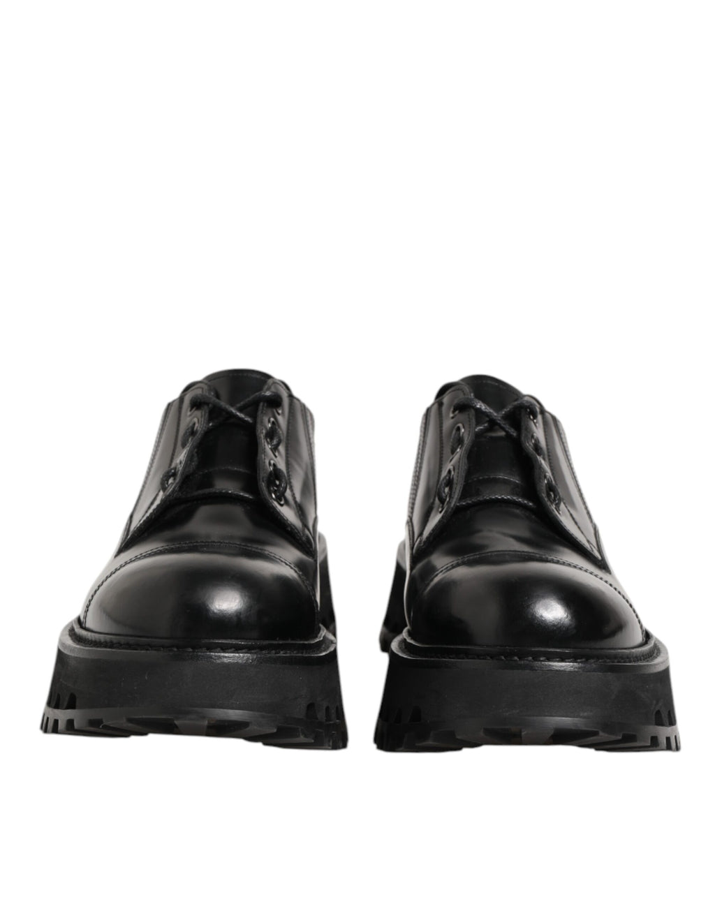 Dolce & Gabbana Black Leather Lace Up Derby Men Dress Shoes