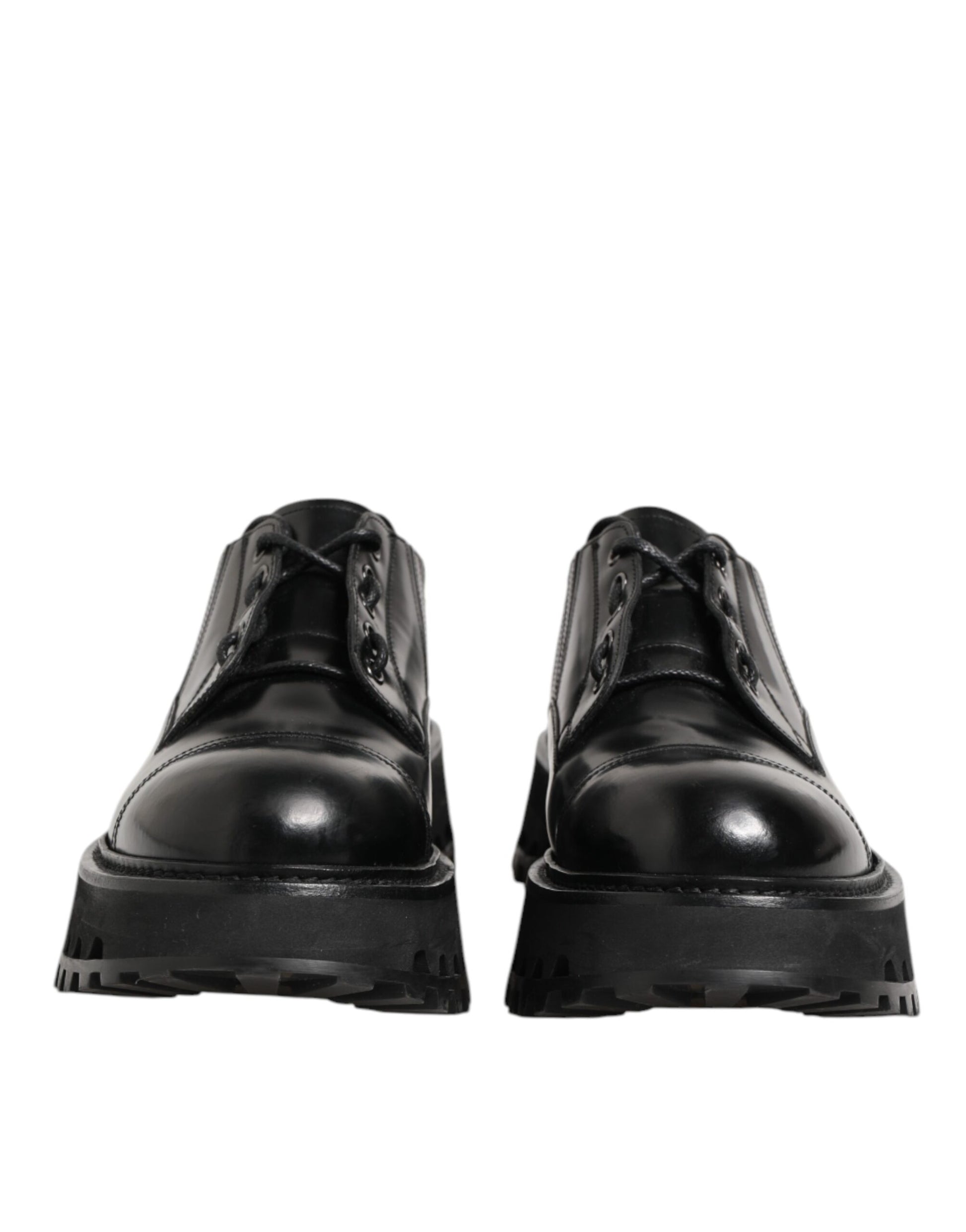 Dolce & Gabbana Black Leather Lace Up Derby Men Dress Shoes