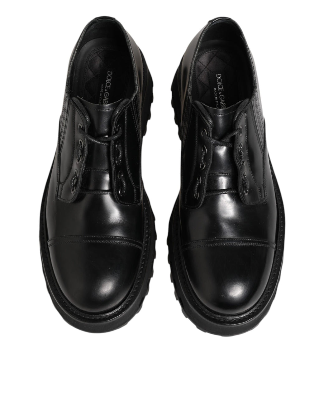 Dolce & Gabbana Black Leather Lace Up Derby Men Dress Shoes