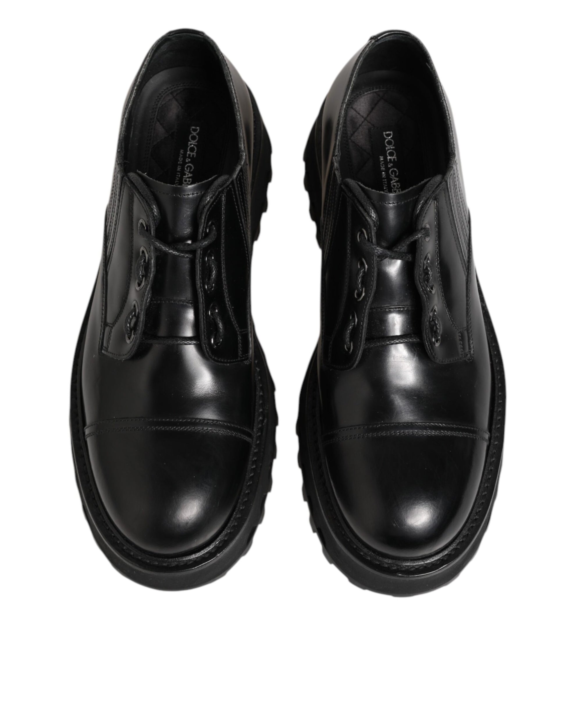 Dolce & Gabbana Black Leather Lace Up Derby Men Dress Shoes