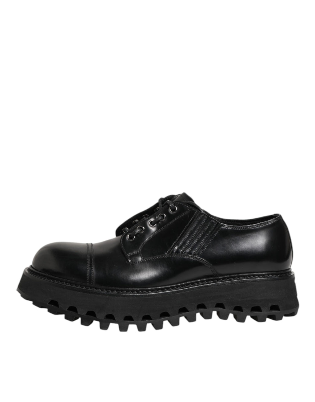 Dolce & Gabbana Black Leather Lace Up Derby Men Dress Shoes