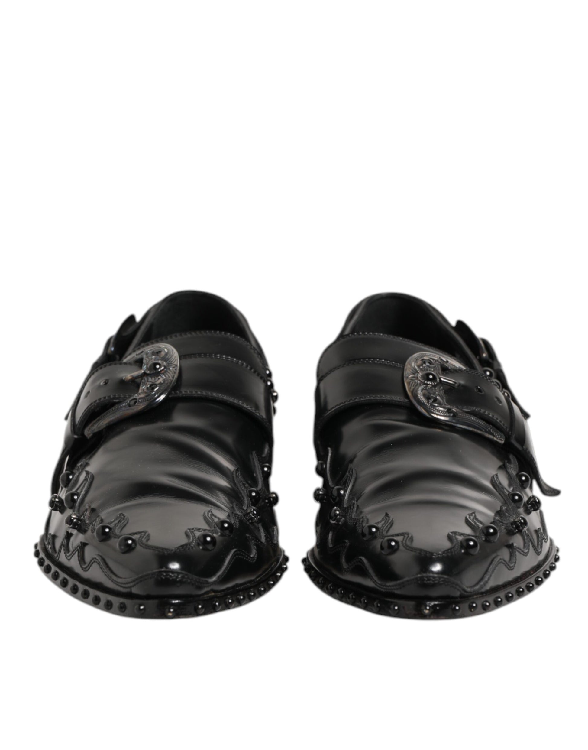 Dolce & Gabbana Black Embellished Dress Monk Strap Shoes