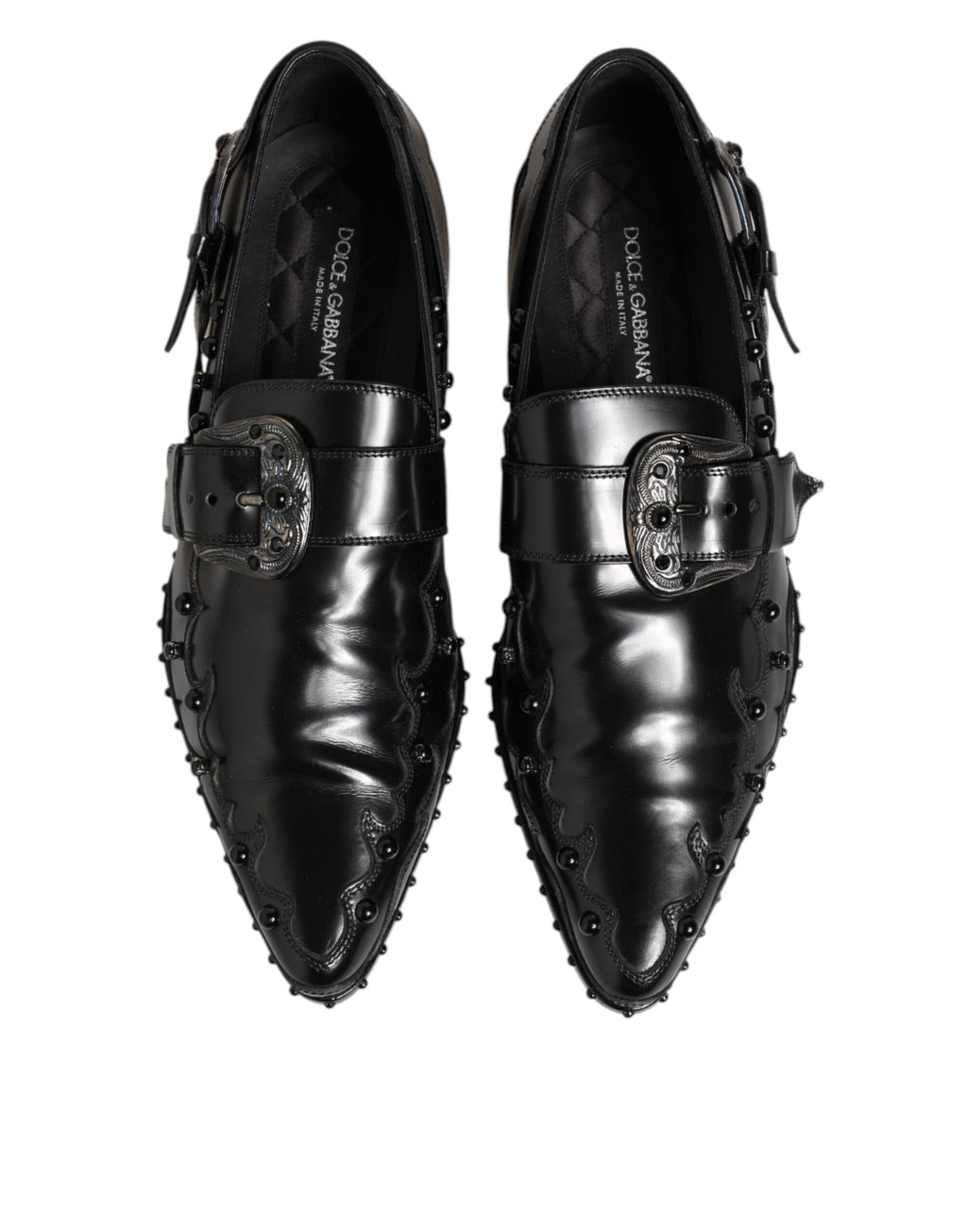 Dolce & Gabbana Black Embellished Dress Monk Strap Shoes