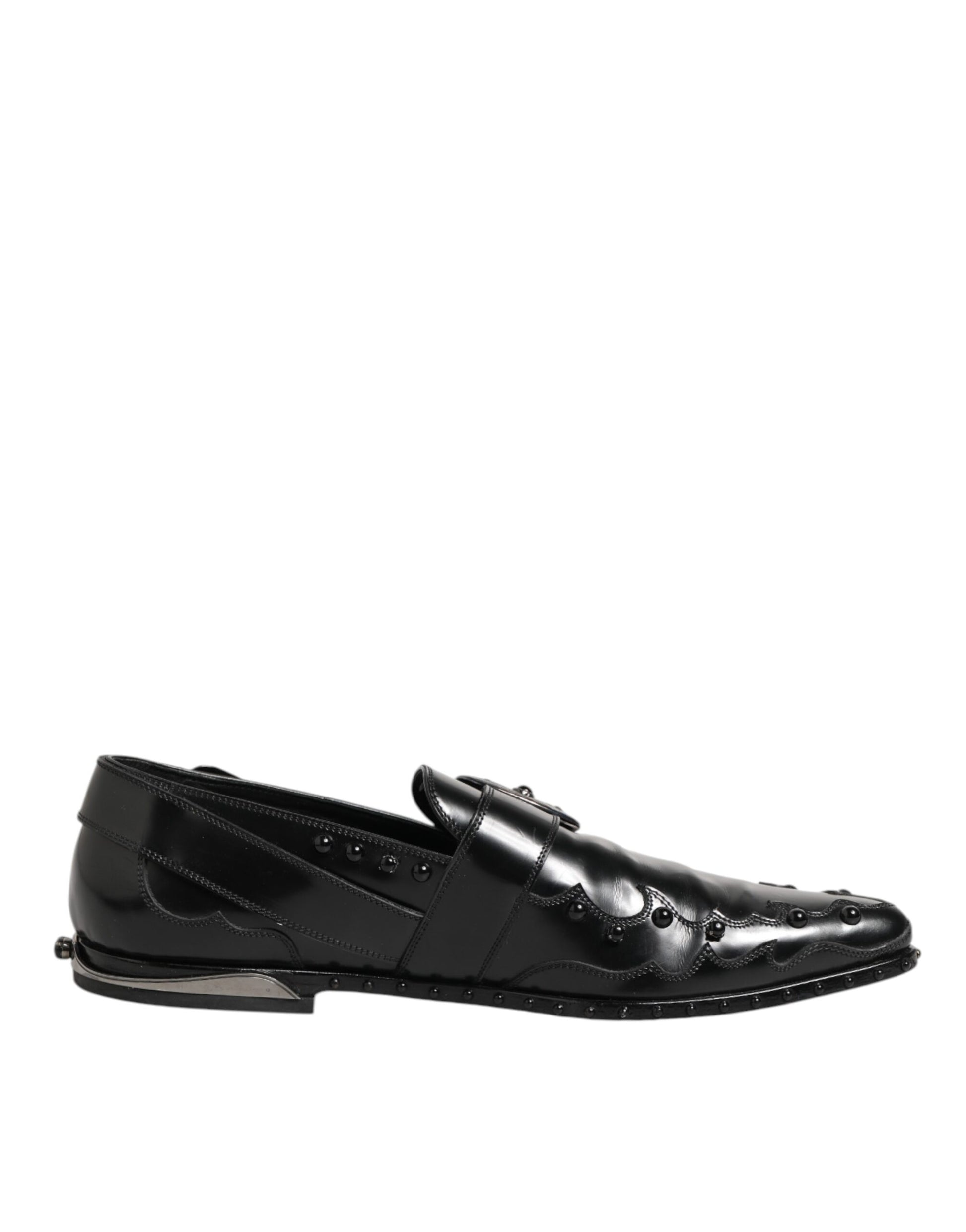 Dolce & Gabbana Black Embellished Dress Monk Strap Shoes