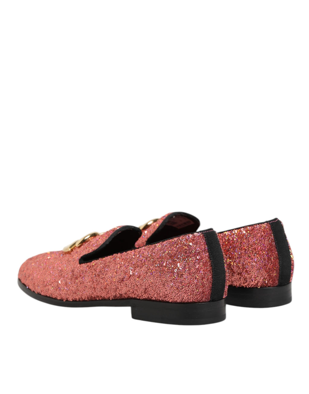 Dolce & Gabbana Pink Sequined Loafers Formal Dress Men Shoes