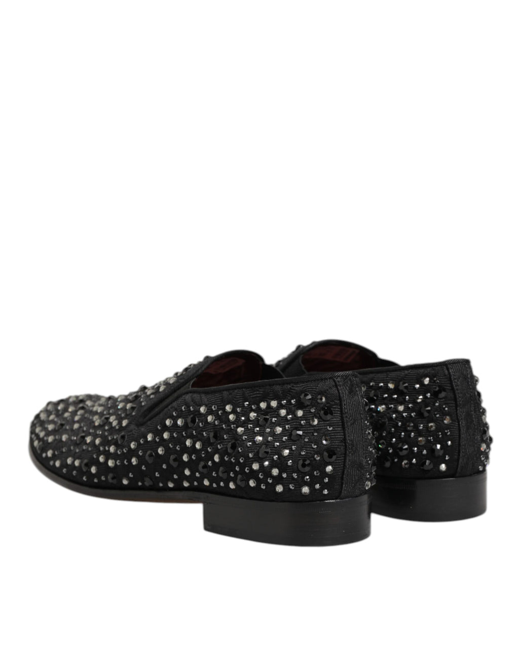Dolce & Gabbana Black Suede Crystal Embellished Loafer Shoes