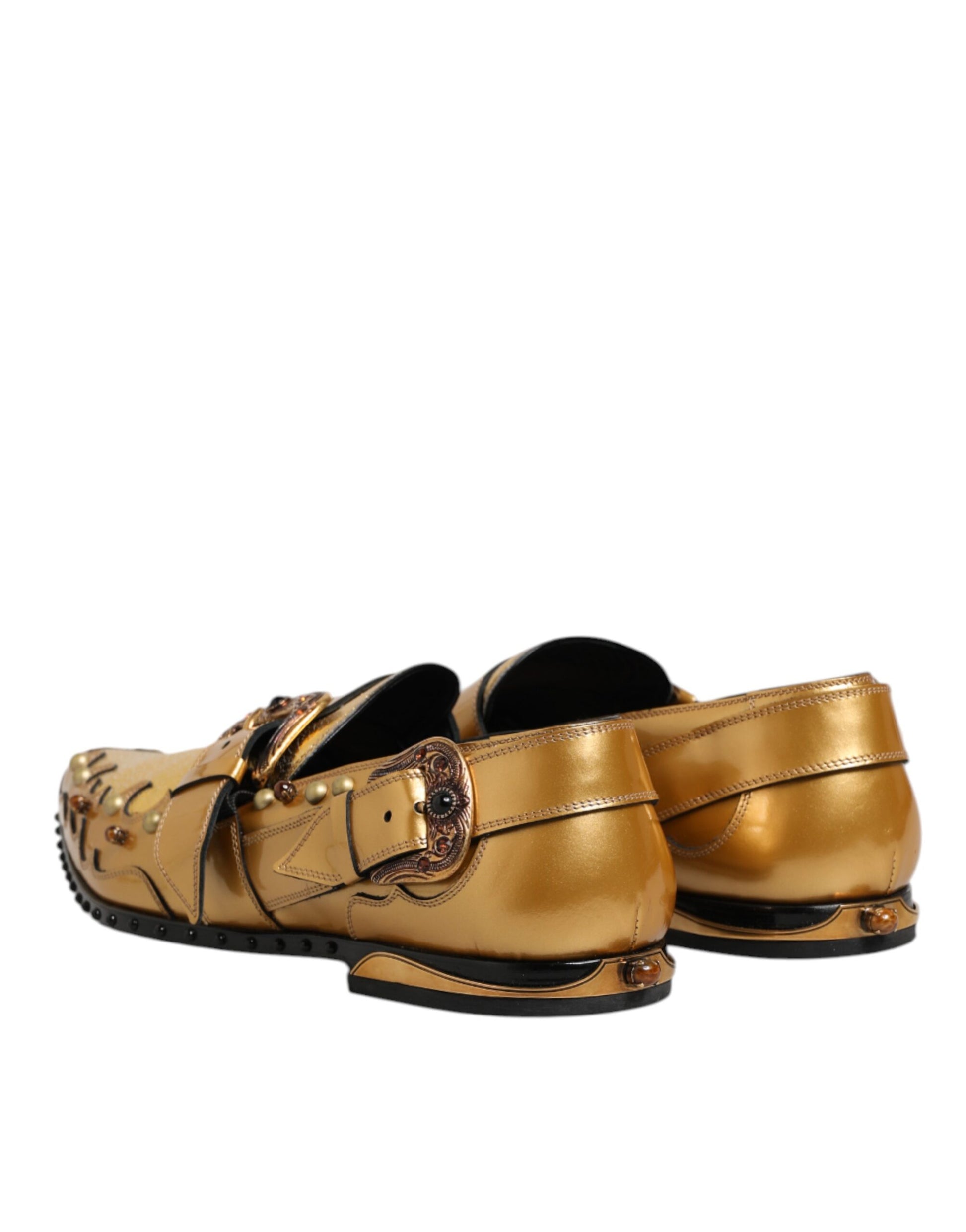 Dolce & Gabbana Gold Leather MONK STRAP Dress Formal Shoes
