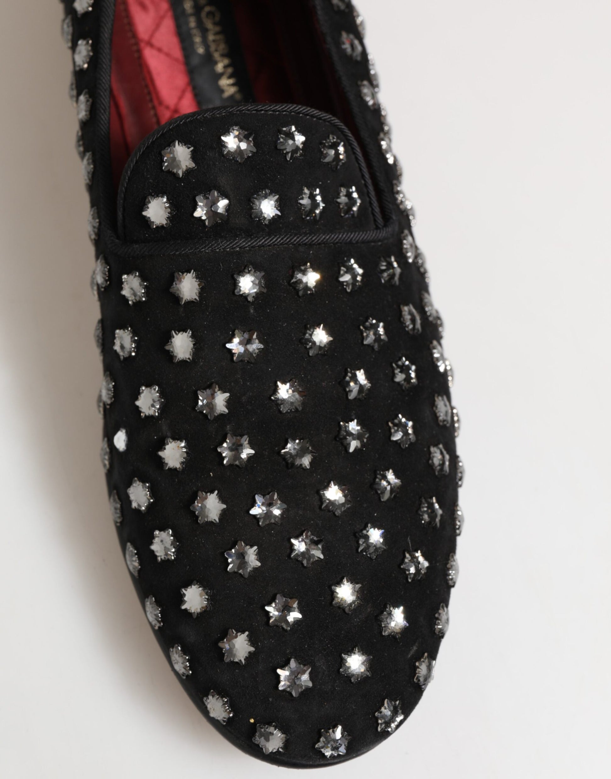 Dolce & Gabbana Black Crystal Embellished Loafers Dress Shoes