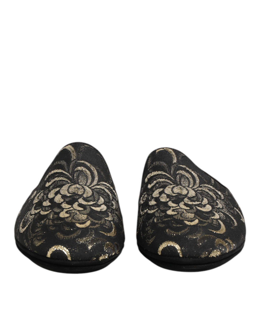 Dolce & Gabbana Black Floral Jacquard Slides Slippers Shoes
