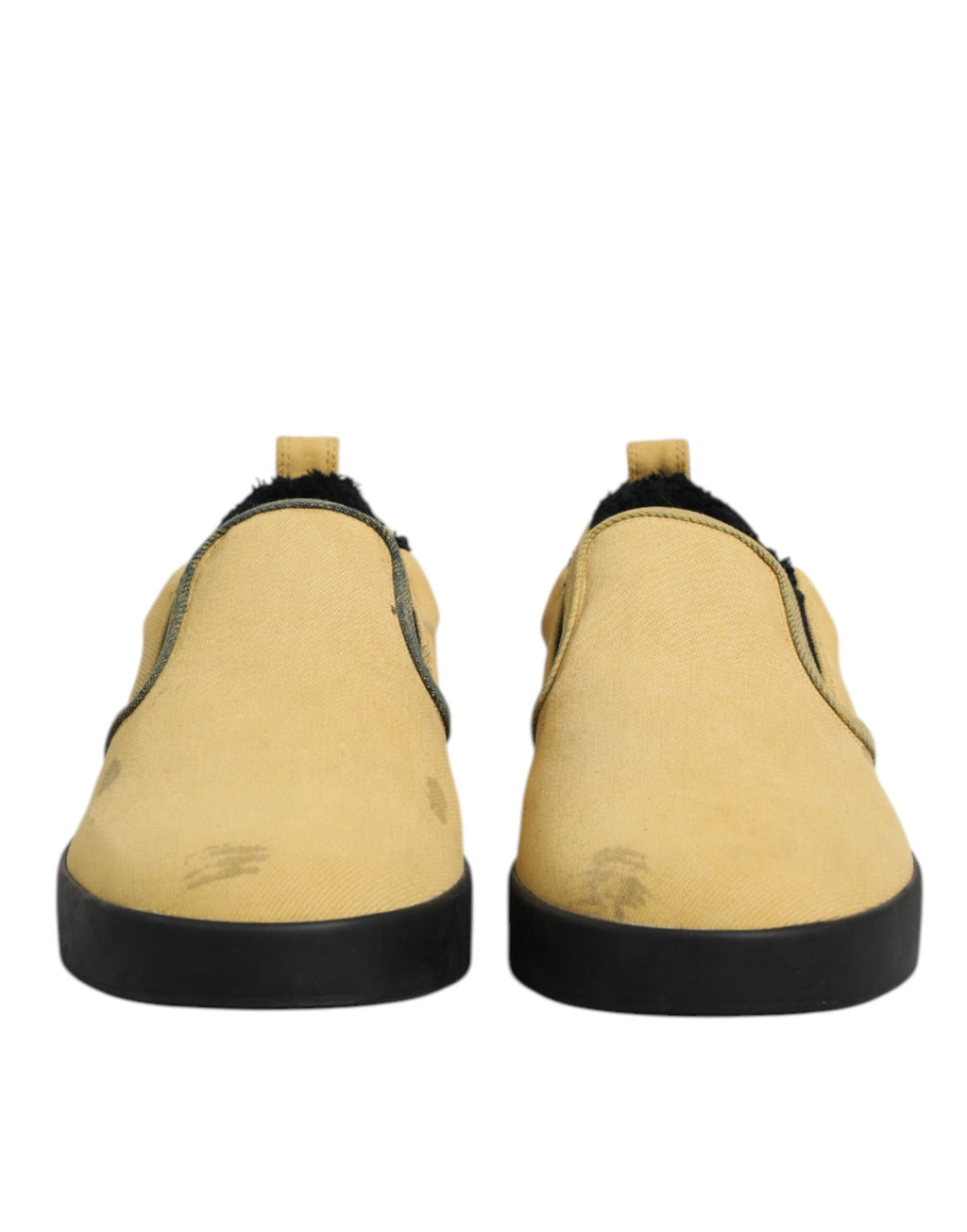 Dolce & Gabbana Yellow Cotton Low Top Slip On Sneakers Shoes