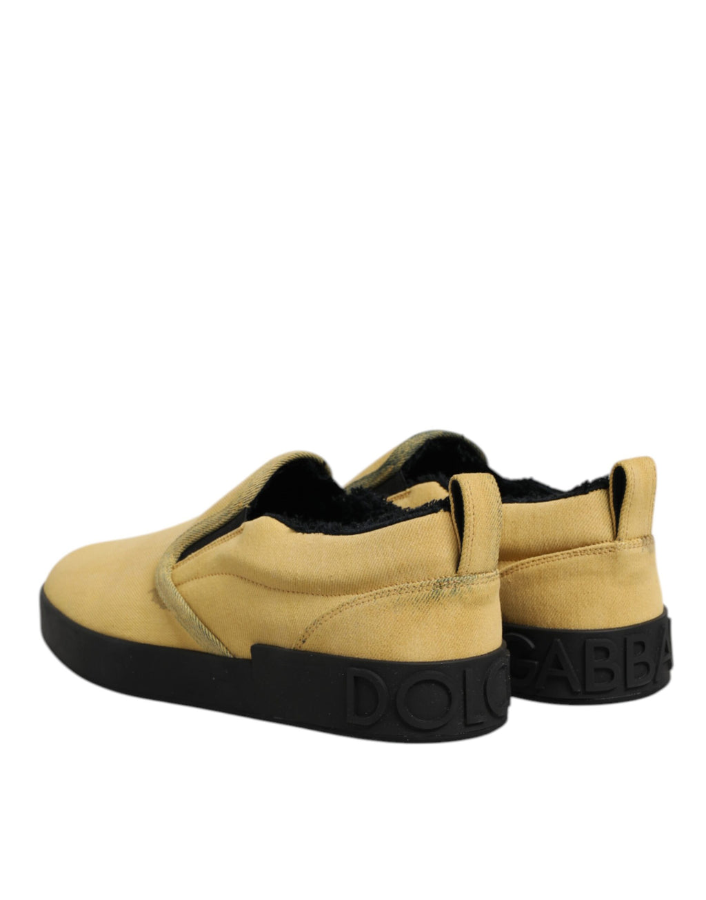 Dolce & Gabbana Yellow Cotton Low Top Slip On Sneakers Shoes