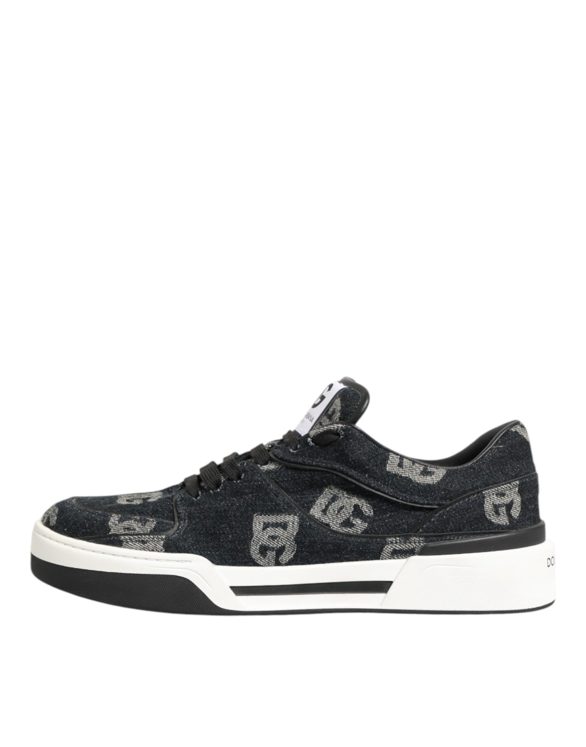 Dolce & Gabbana Blue Cotton Denim Logo Low Top Sneakers Shoes