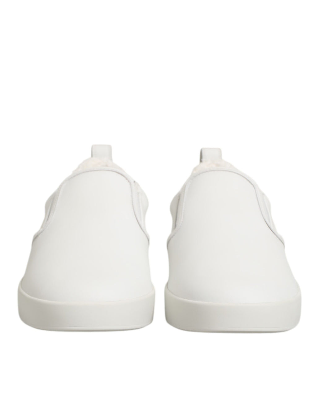 Dolce & Gabbana White Leather Low Top Slip On Sneakers Shoes