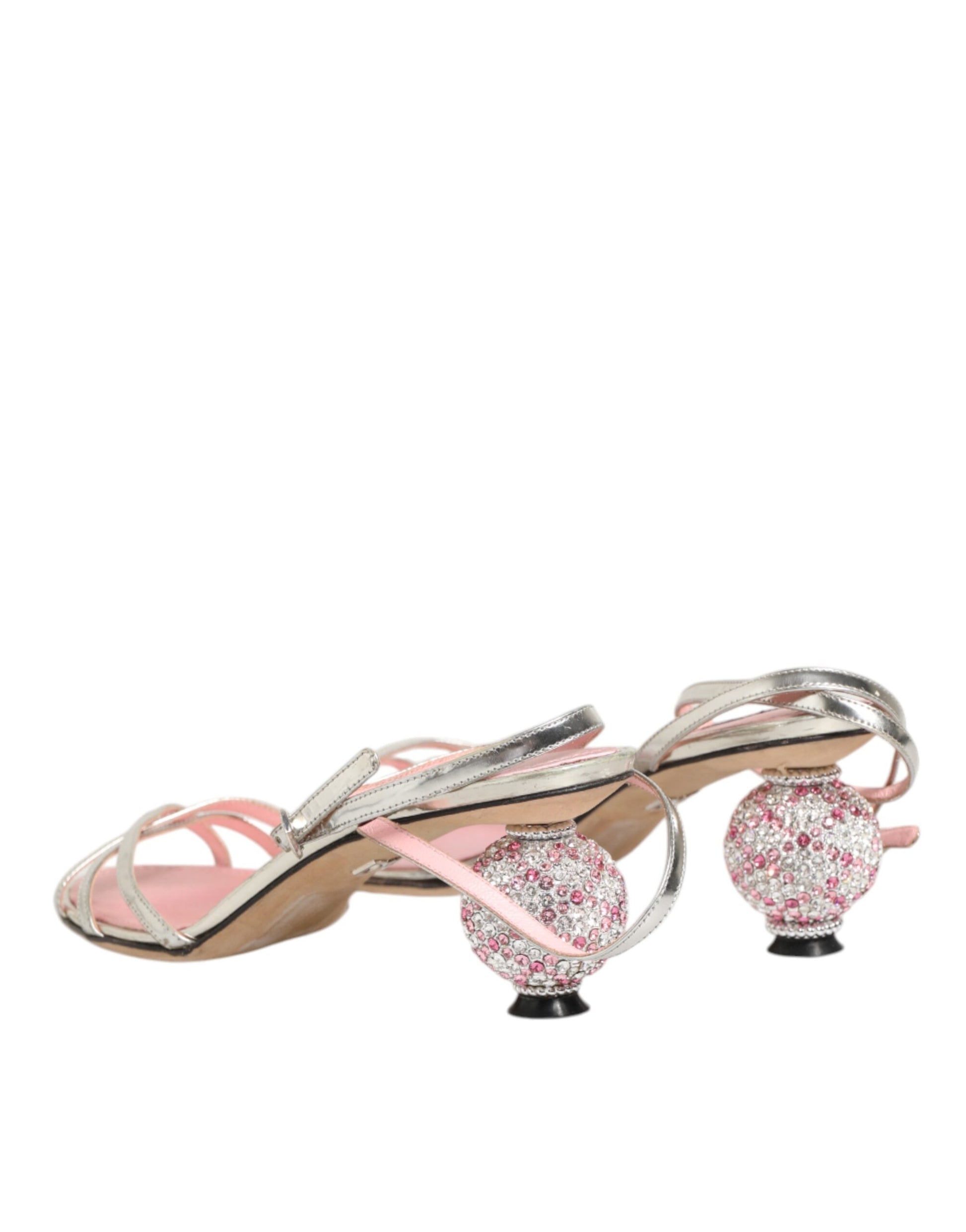 Dolce & Gabbana Pink Embellished Leather Ball-Heel Sandals  Shoes