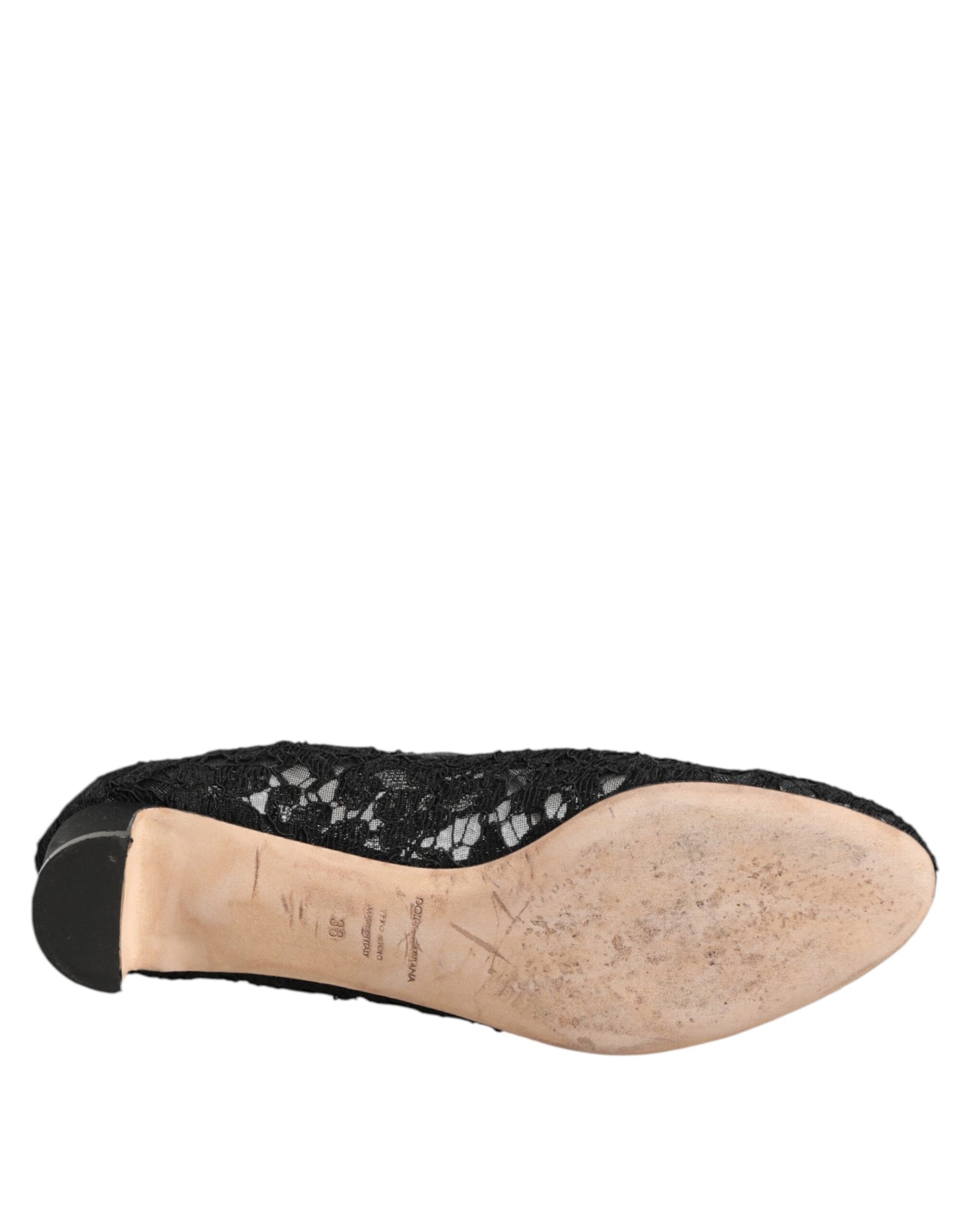 Dolce & Gabbana Black Vally Taormina Floral Lace Pumps Shoes