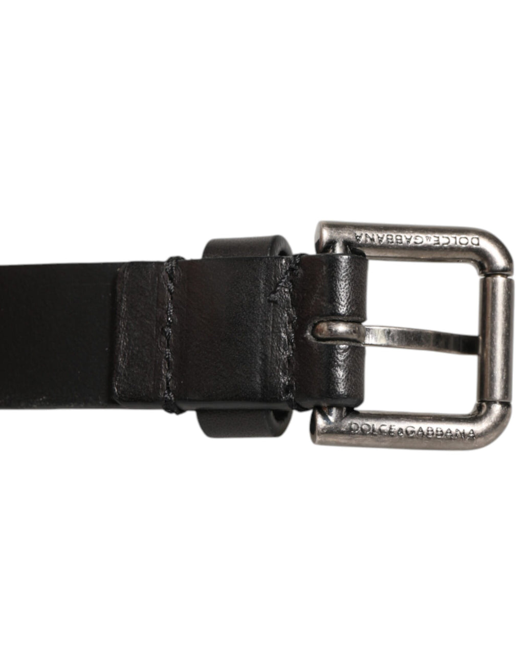 Dolce & Gabbana Black Double Strap Leather Silver Buckle Belt