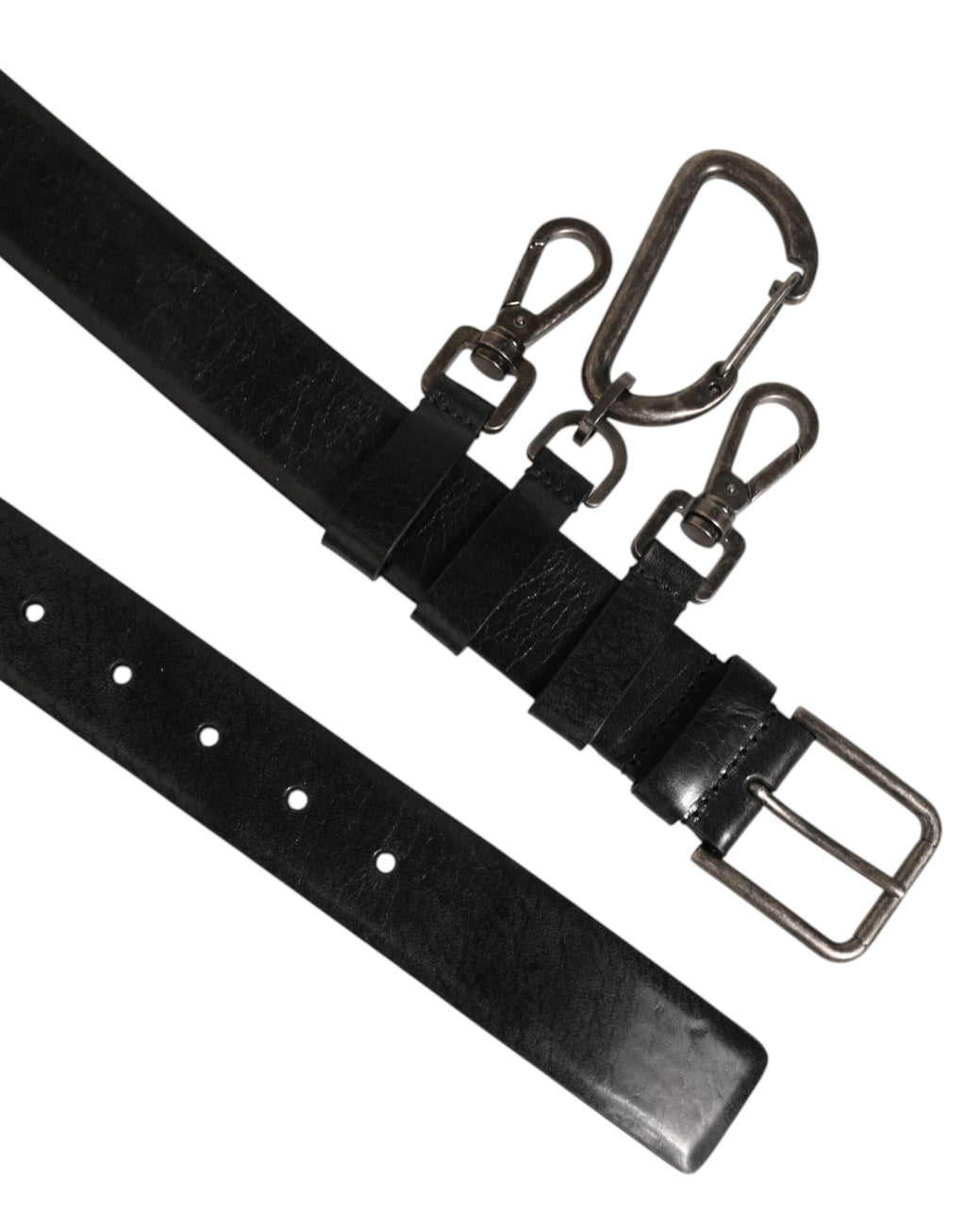 Dolce & Gabbana Black Key Ring Clip Attachments Buckle Belt