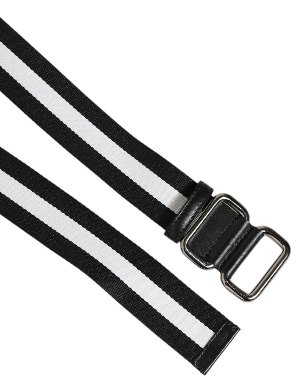 Dolce & Gabbana Black White Striped Metal Buckle Men Belt
