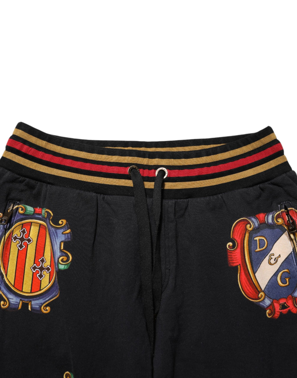 Dolce & Gabbana Black Baroque Crest Logo Men Trackpants Pants