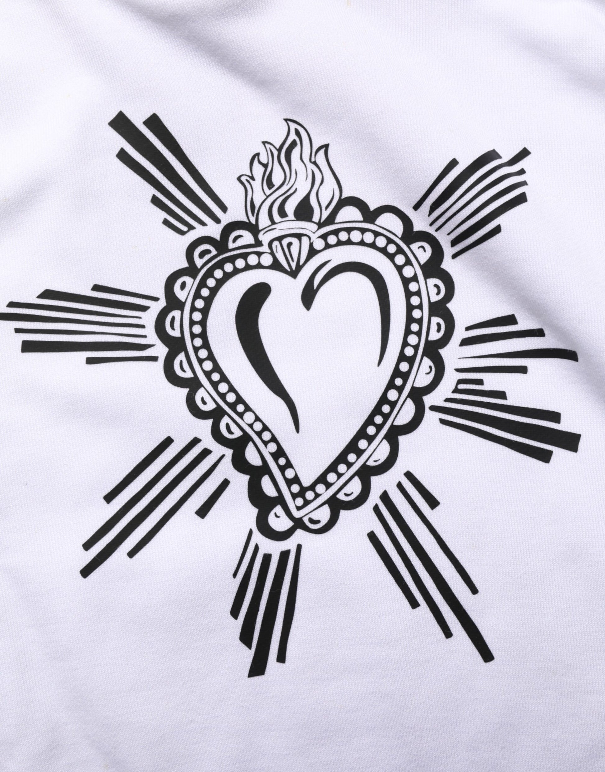 Dolce & Gabbana White Sacred Heart Hooded Sweatshirt Sweater