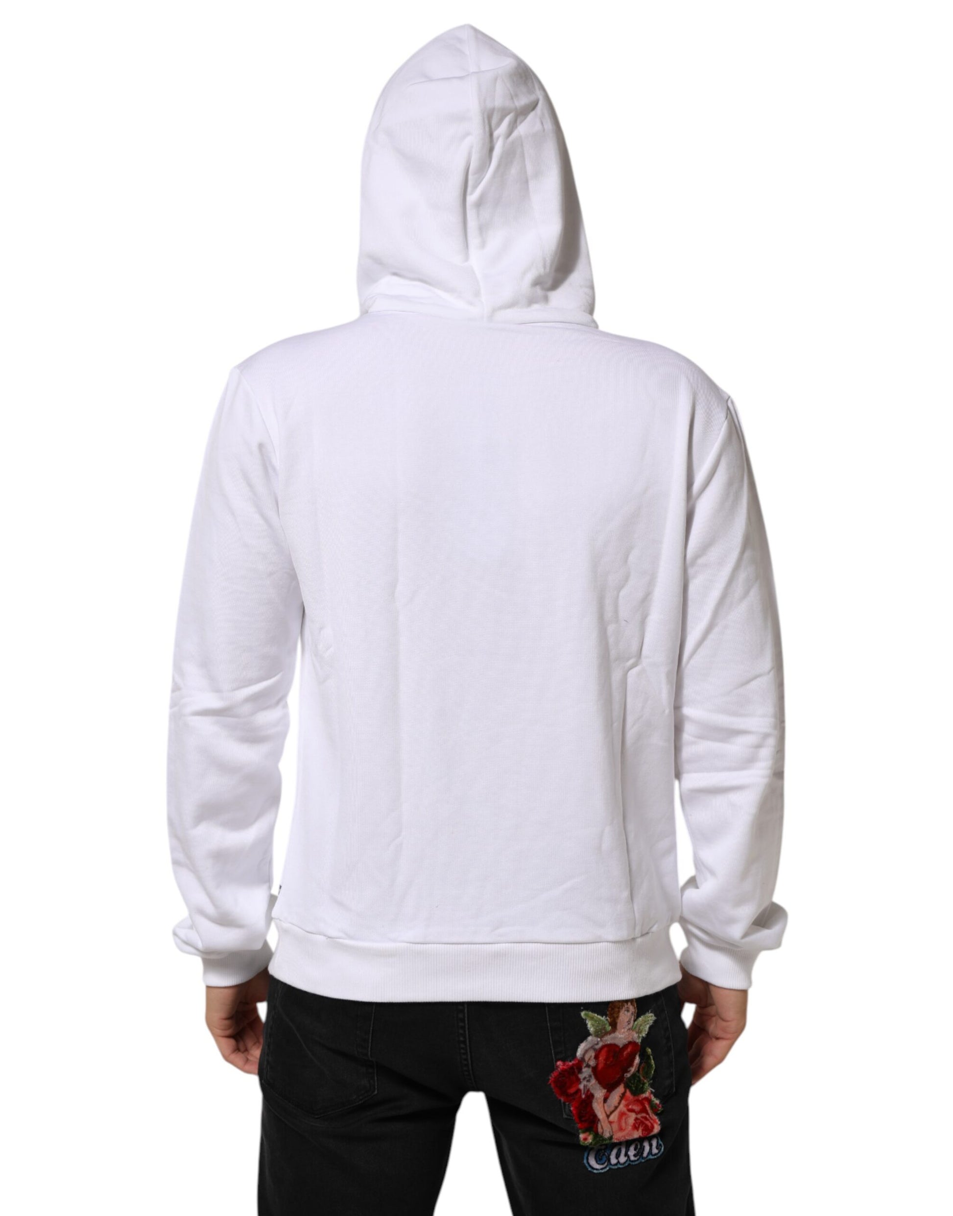 Dolce & Gabbana White Sacred Heart Hooded Sweatshirt Sweater