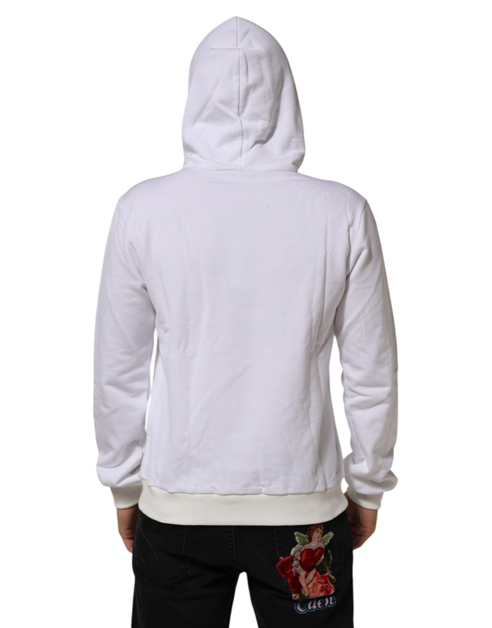 Dolce & Gabbana White Sacred Heart Hooded Sweatshirt Sweater