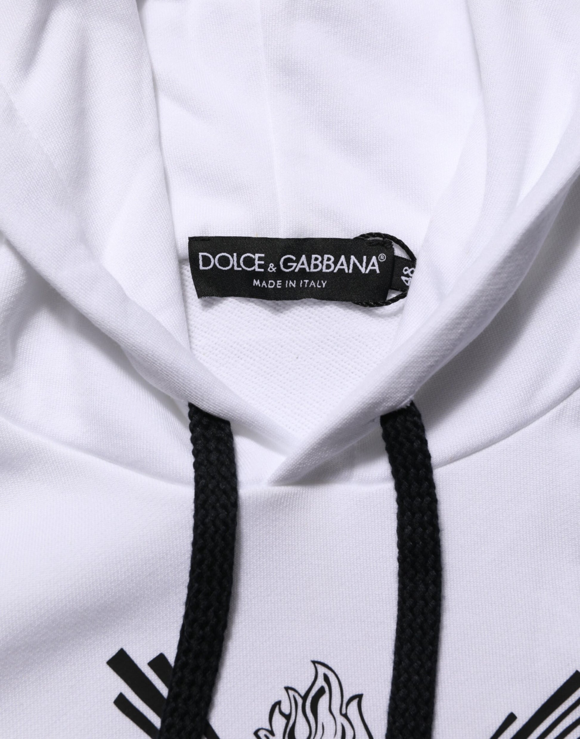 Dolce & Gabbana White Sacred Heart Hooded Sweatshirt Sweater