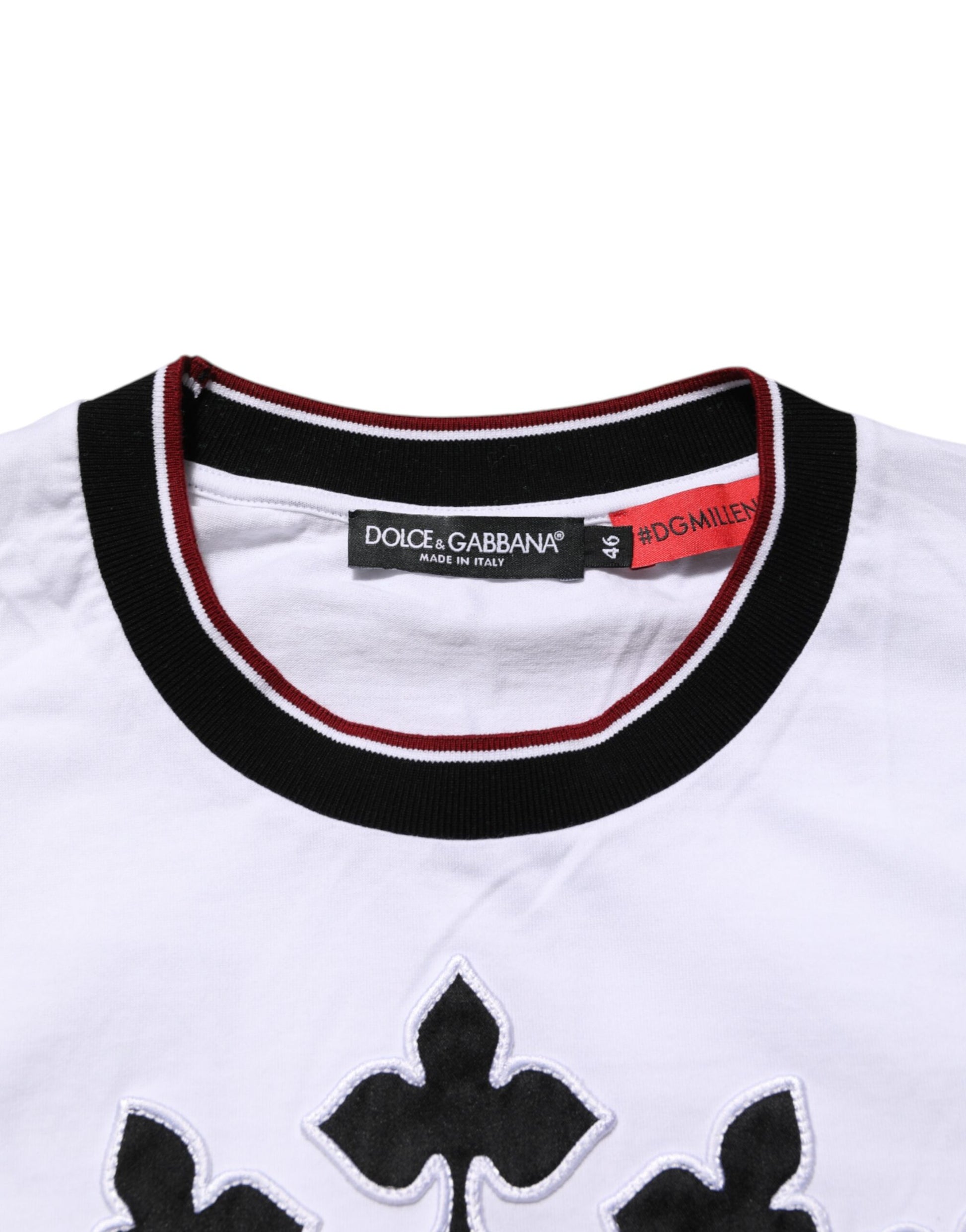 Dolce & Gabbana White Cotton Crown King Embroidery T-shirt