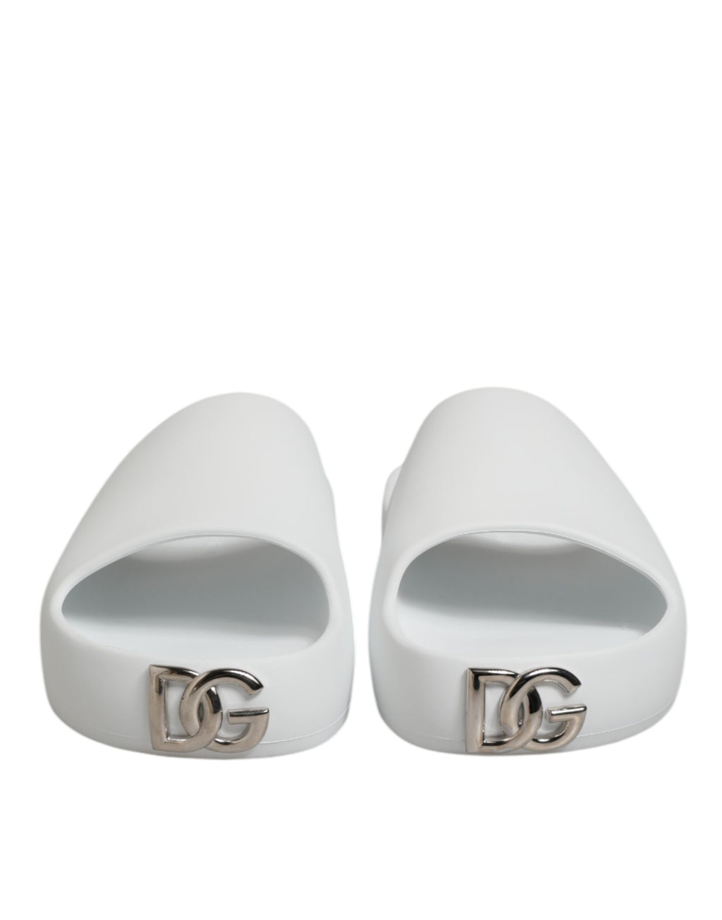 Dolce & Gabbana White Logo Slides Sandals Men Beachwear Shoes