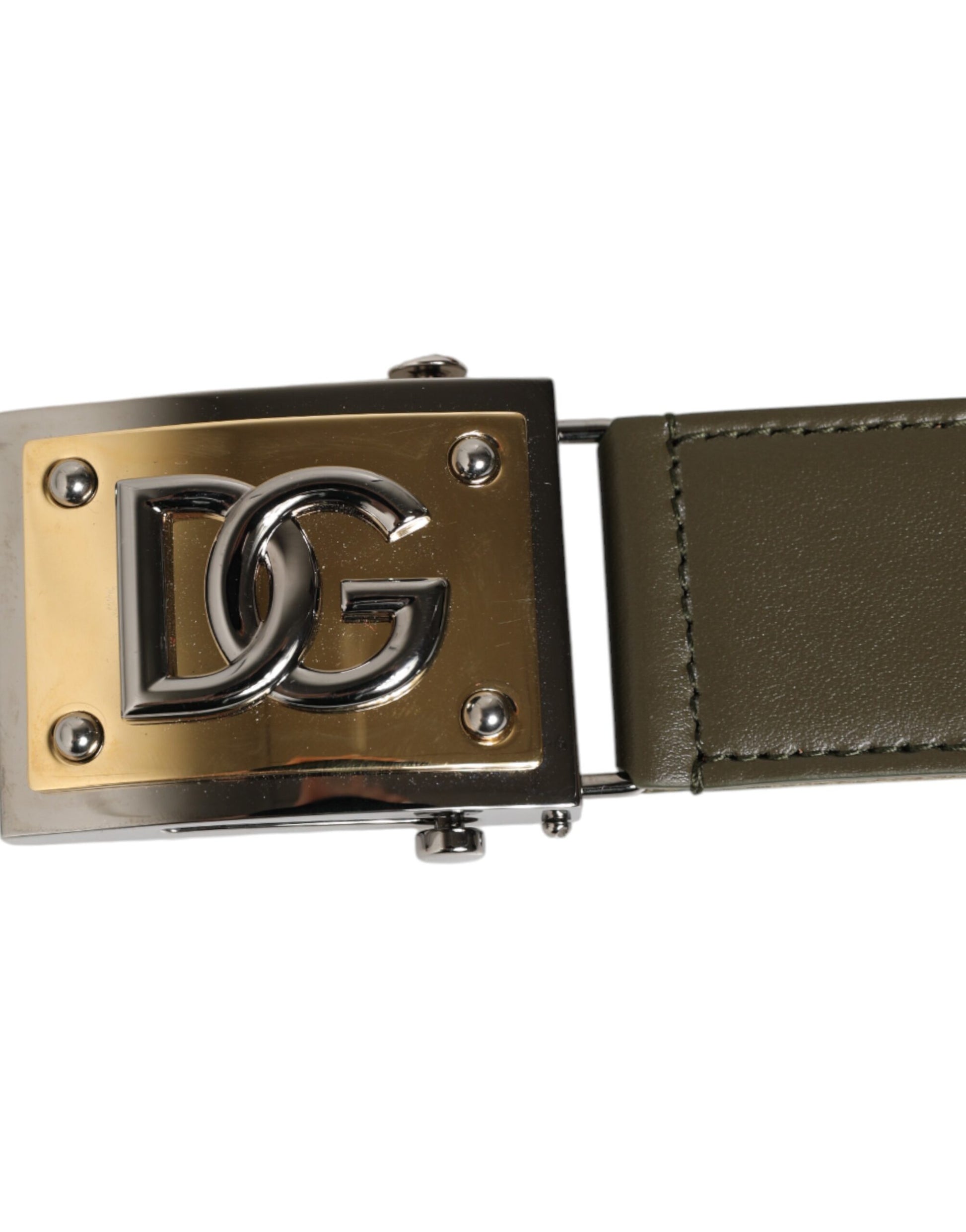 Dolce & Gabbana Military Green Nylon Logo Metal Buckle Belt