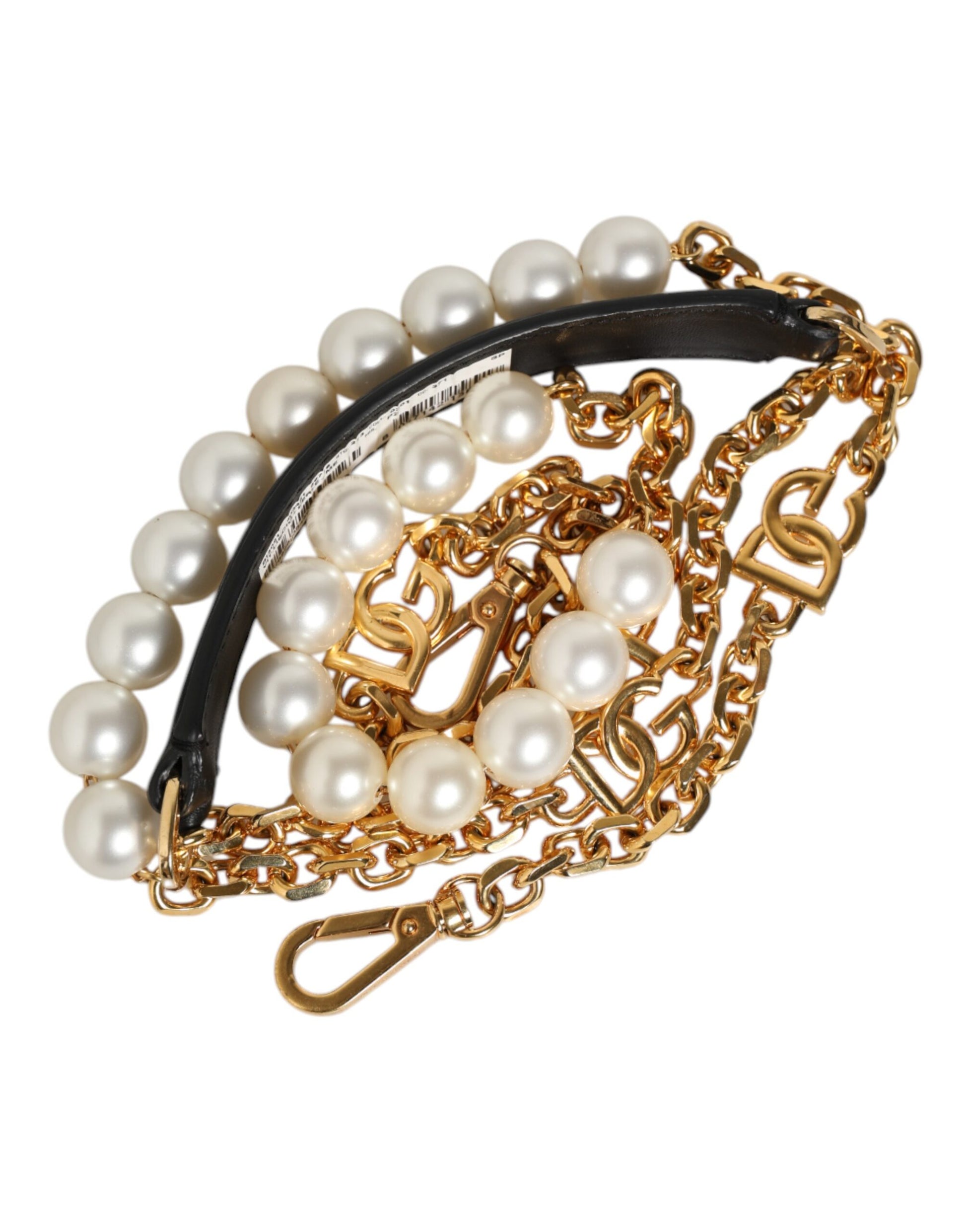 Dolce & Gabbana Black Leather Gold Chain Bag Accessory Shoulder Strap